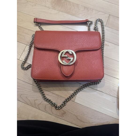 Gucci Handbags - Authenticated Gucci Orange Interlocking Crossbody Leather Bag